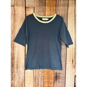 Mersea Anywear Sweater Blue Coastal Minimalist Knit Top Versatile Large NWT